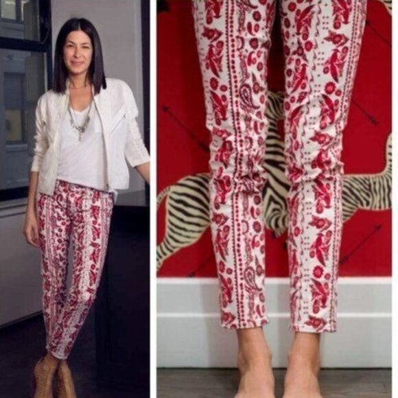 Rebecca Minkoff Denim - Rebecca Minkoff Jeans 24 Skinny Red Floral Bleeker Printed Boho Festival